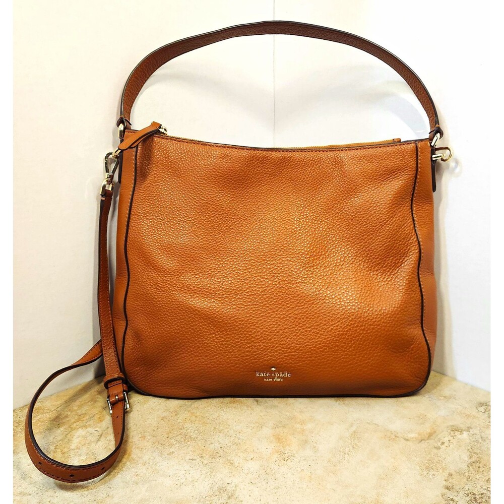 Kate Spade Jackson Double Compartment Shoulder Bag Brown Leather WKRU5939